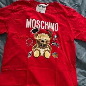 Moschino Red Graphic T-Shirt with Teddy Bear